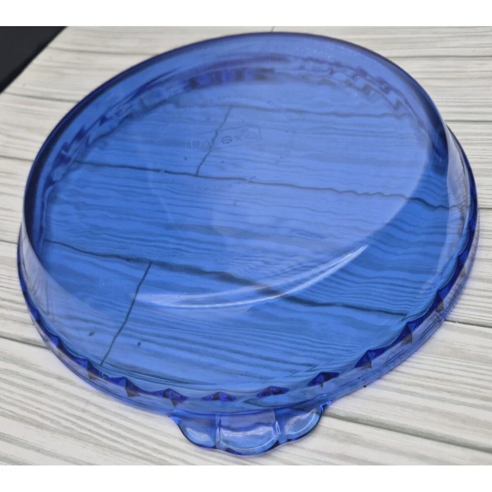 Vintage Pyrex Cobalt Blue Glass Fluted Pie Plate Pan Dish #229 9.5” Handles Vtg